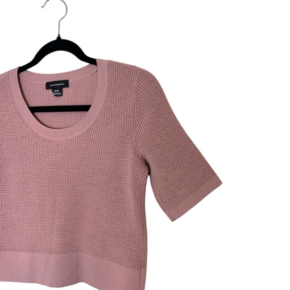 Club Monaco Women's Pink Short Sleeve Sweater-Size XS - Picture 4 of 9